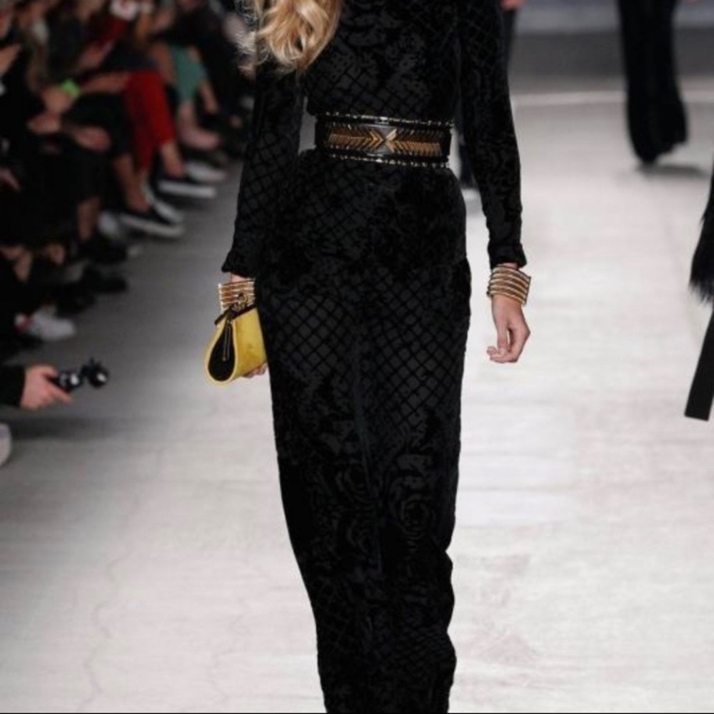 Balmain x H&M Black Velvet Burnout Silk Pants